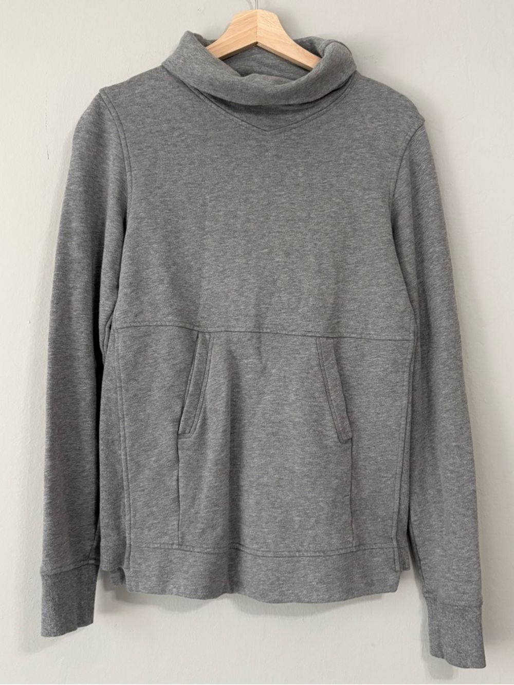 Lululemon Grey Cotton Blend Mock Neck Pullover Sweater